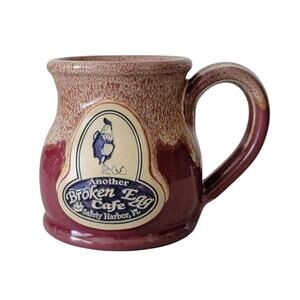 Deneen Pottery Another Broken Egg Cafe Mug Safety Harbor Florida Burgundy USA
